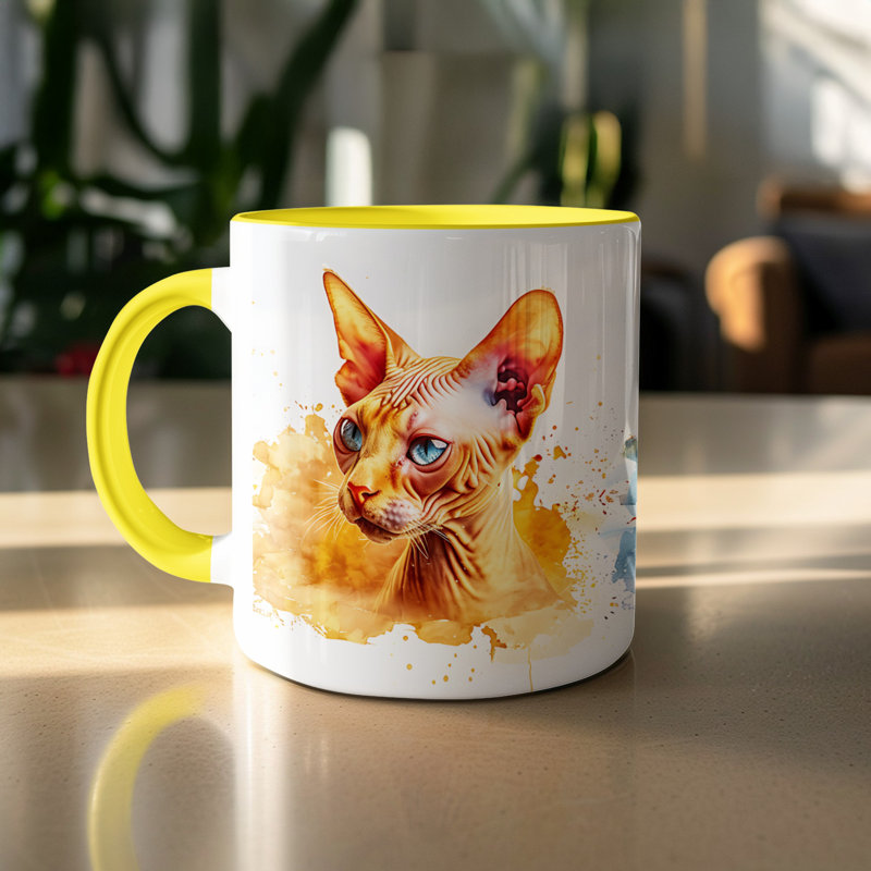 Ceramic Coffee Mug, Yellow, 4