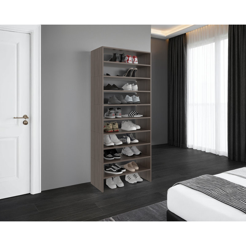 Range-chaussures moderne Sahara FM, noyer gris, 67.8"H x  13.4"W x  28.3"D