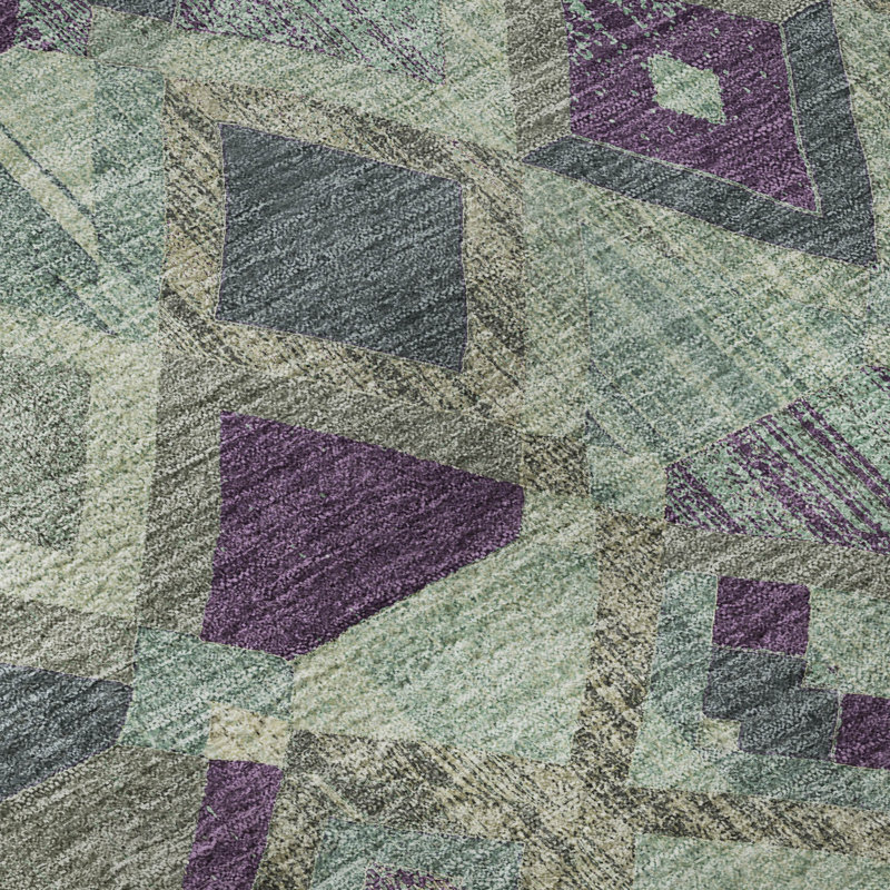 Premium Machine Washable Kumbhar AMF1308 Geometric Rug, Rectangle 3' x 5'