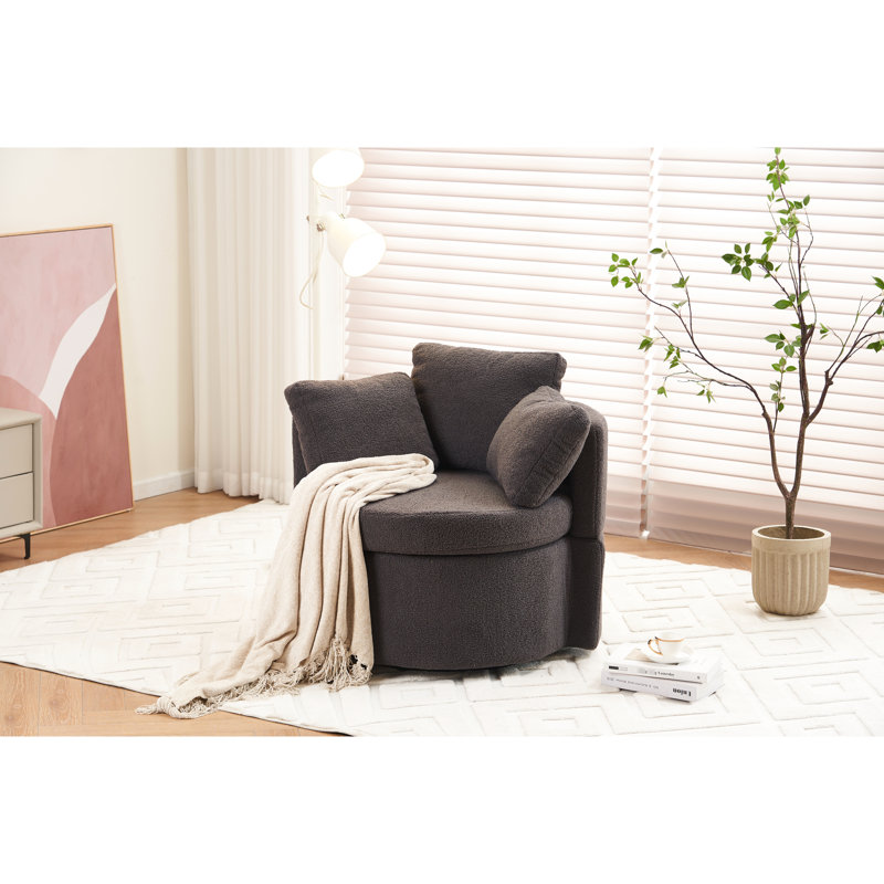 Chaise ergonomique pivotante à 360 degrés en tissu gris foncé avec rangement et siège rembourré, Dark Grey
