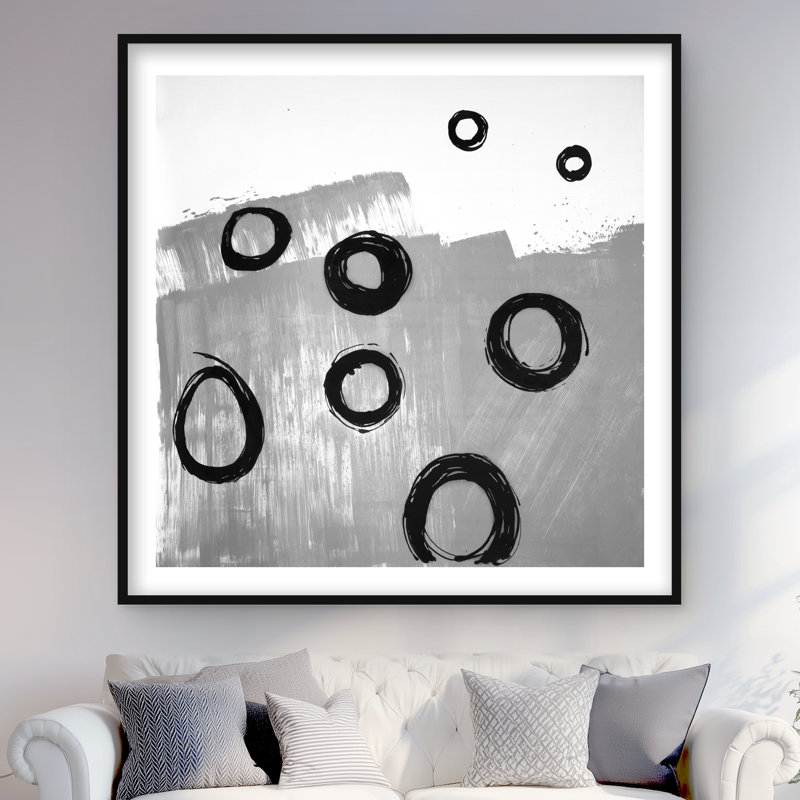 Imprimé décortiqué gris mat avec encadrement de bureau | Décoration intérieure, H 48 po x l 48 po, Noir