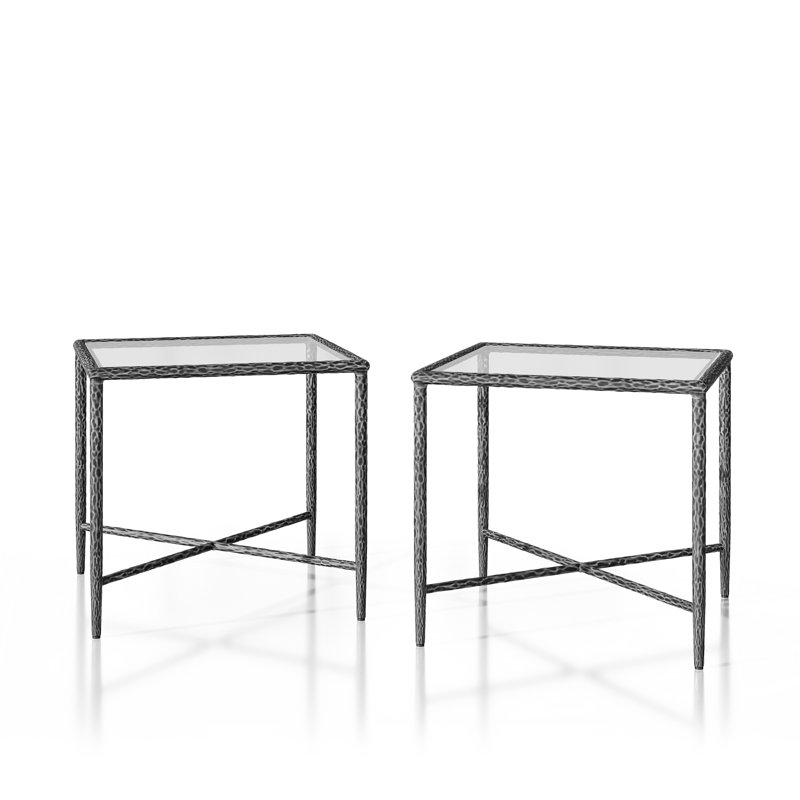 Lalia 2-Piece Modern X-Brace End Table Set, Matte Gray