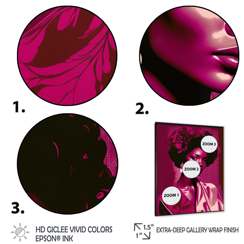 Superbe reine africaine en couleurs rétro IV sur toile, Cadre photo noir, H 32 po x l 24 po x P 1 po