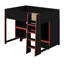 Lit mezzanine en bois avec bureau intégré, garde-robe, DEL et tiroir-116235806