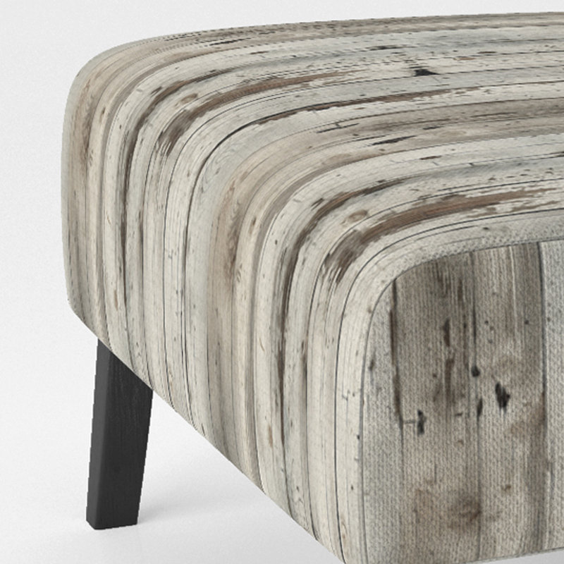 Grey Rustic Wooden Panels Countyhome - Upholstered Boho Slipper Chair, Patchwork Pattern Accent Chair