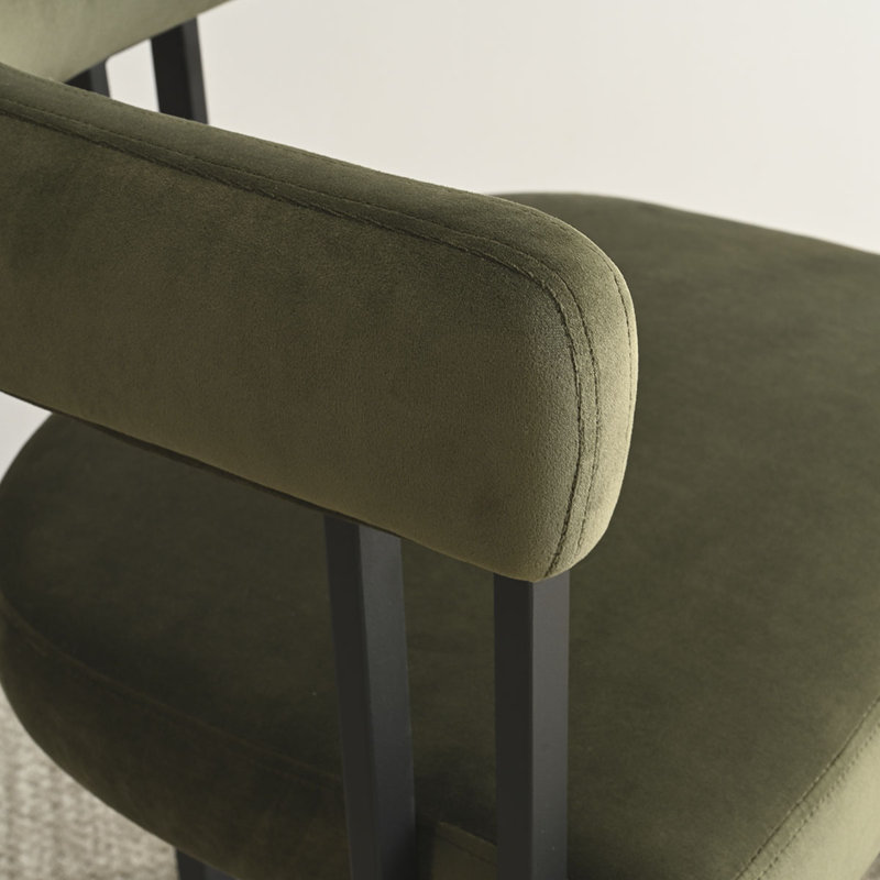 Beore 18.5"Stain Resistant Velvet Armchair (Set of 4), Olive Green