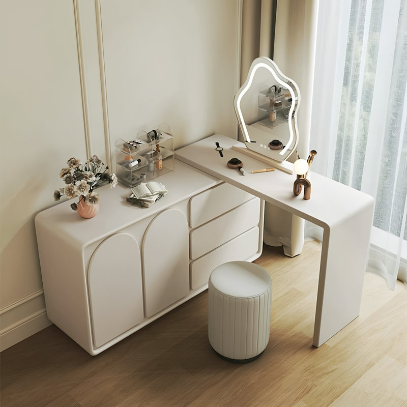 No Assembly Required Extendable 55.11''-110'' Makeup Vanities with Storage Space