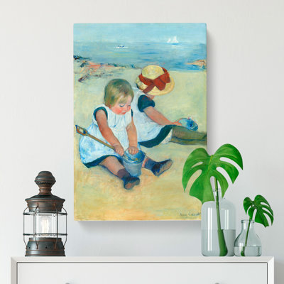 Children Playing on the Beach by Mary Cassatt - Wrapped Canvas