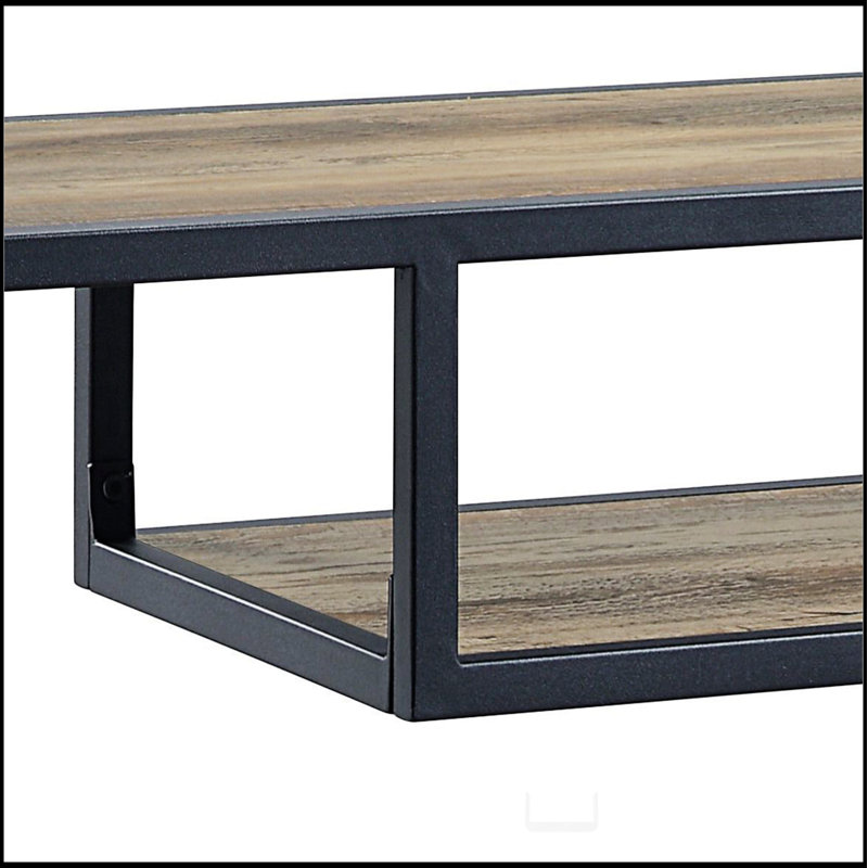 Console en chêne rustique avec 2 tablettes