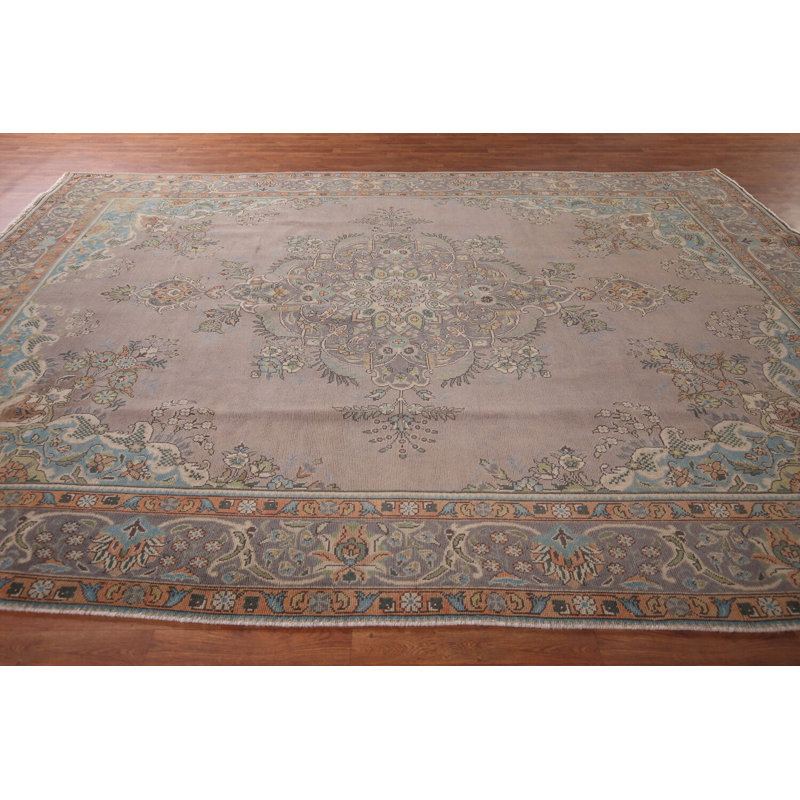 Tapis traditionnel beige et gris 9 x 12