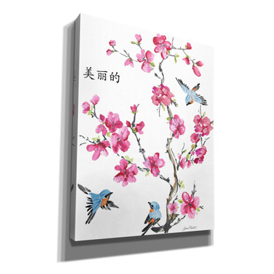 «Cherry Blossom Beautiflul Birds» par Jean Plout, art mural sur toile