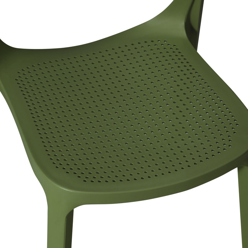 Outdoor Stacking Dining Side Chair, Green