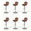 Chaise d'appoint à dossier brun et argent massif (ensemble de 6)-209326283-209326286