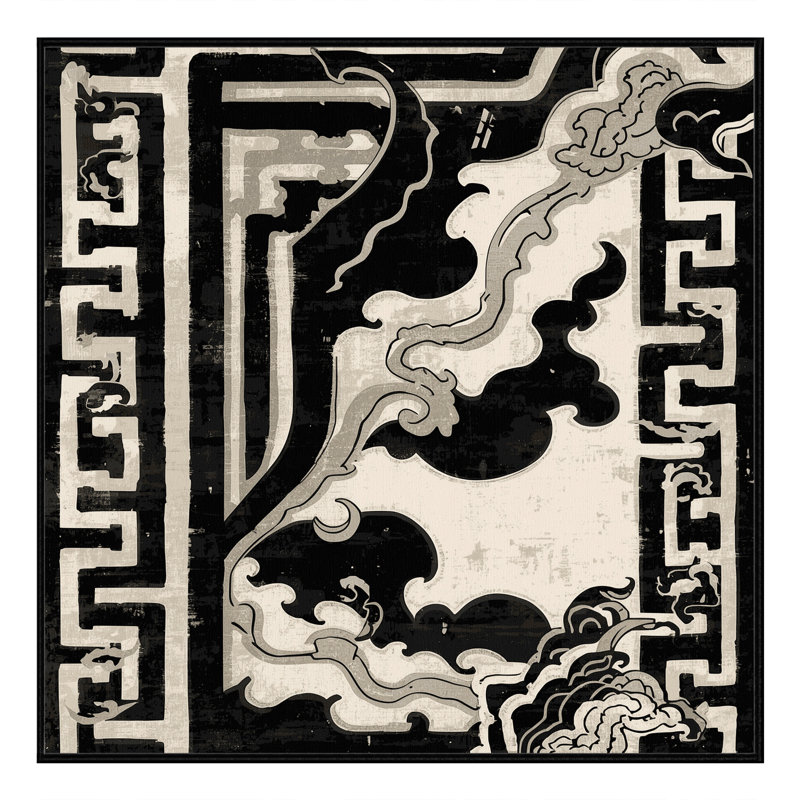 Machine Washable Peoro Classic Oriental Rug in Black – Black Binding, 8' Square