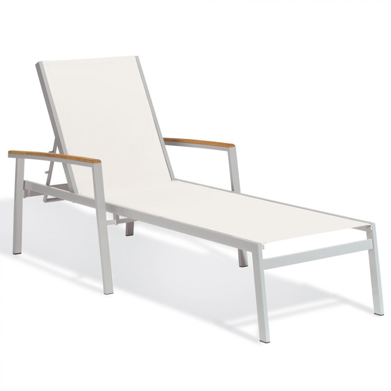 Chaise longue inclinable en teck Caspian, Flint, Naturel