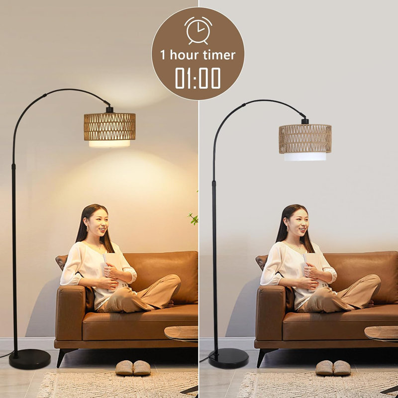 Arc Floor Lamp With Remote And Dimmable Bulb, Black