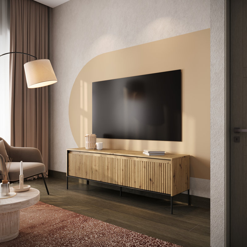Alterizio Unfinished TV Stand, 167cm W, Oak Artisan/Black