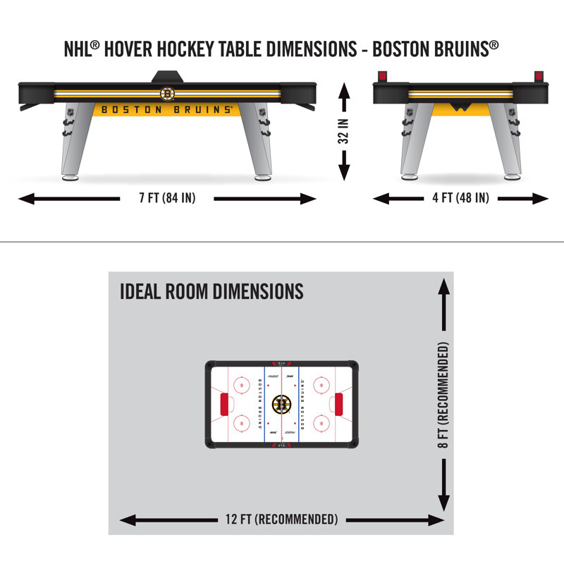 Boston Bruins 84" Yellow Air Hockey Table with LED Scoring