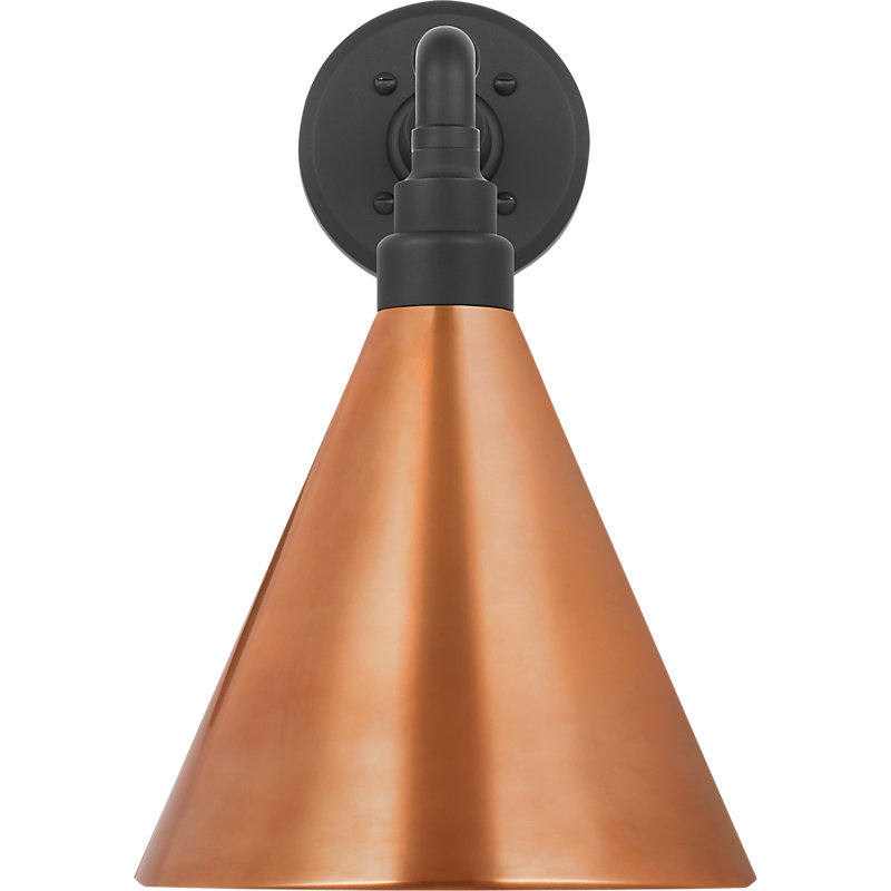 Thomas O'Brien 1 - Light Outdoor Barn Light, Matte Black, Soft Copper, 14.75" H x 9" W x 14.75" D