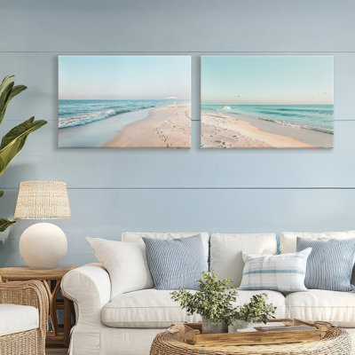 Ensemble de 2 toiles Sunlit Summer Shores, design par Lazar Studio