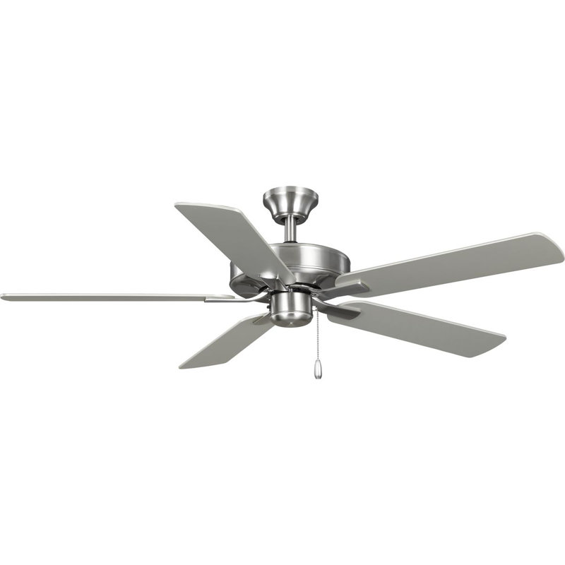 52 po Ventilateur de plafond transitionnel à moteur à courant alternatif 5 pales noir mat, Nickel brossé