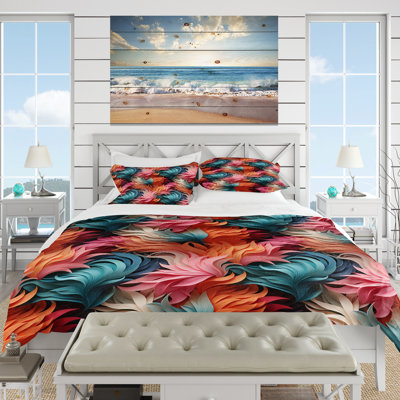Ensemble de housse de couette Coral Illusion Tropical Pattern III