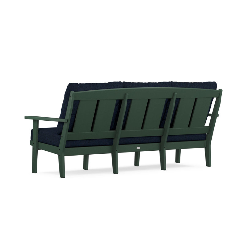 Lakeside Mission Deep Seating Sofa, Natural Linen, Mahogany