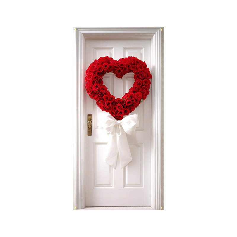 Kbndieu 35 X 72 In Valentines Day Door Cover Valentines Day Door Curtain Valentines Day Door and Wall Decoration Festival Party Decoration