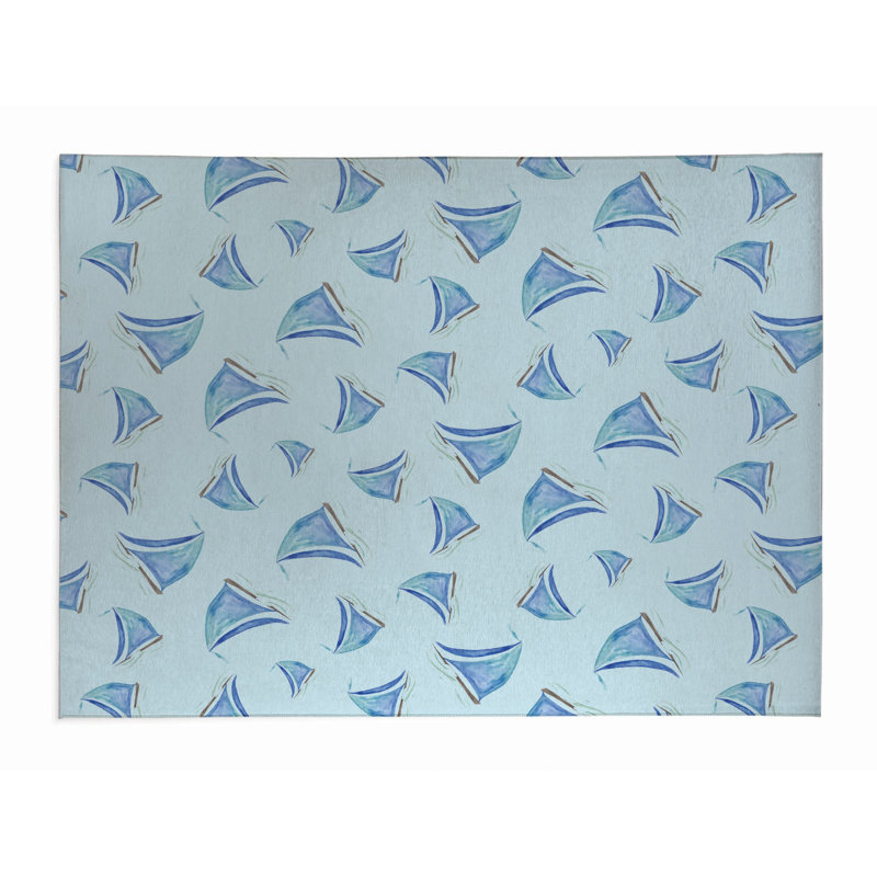 Summer Sailboats Outdoor Rug, Rectangle 5' x 7'