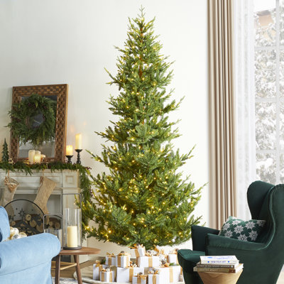 Mcdaniel Vibrant Ascend Evergreen Pre-Lit Green Upward Slim Fir Artificial Christmas Tree with Lights