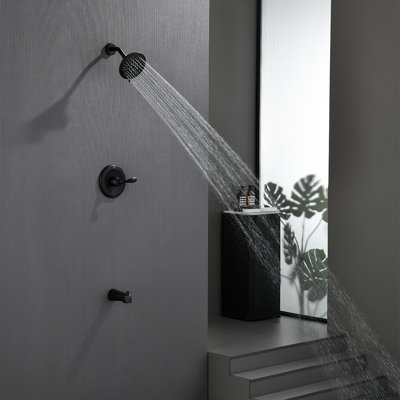 HOME SHOW Shower System Set with 6 Inch Rain Shower Head and 5 Settings Spray head Shower