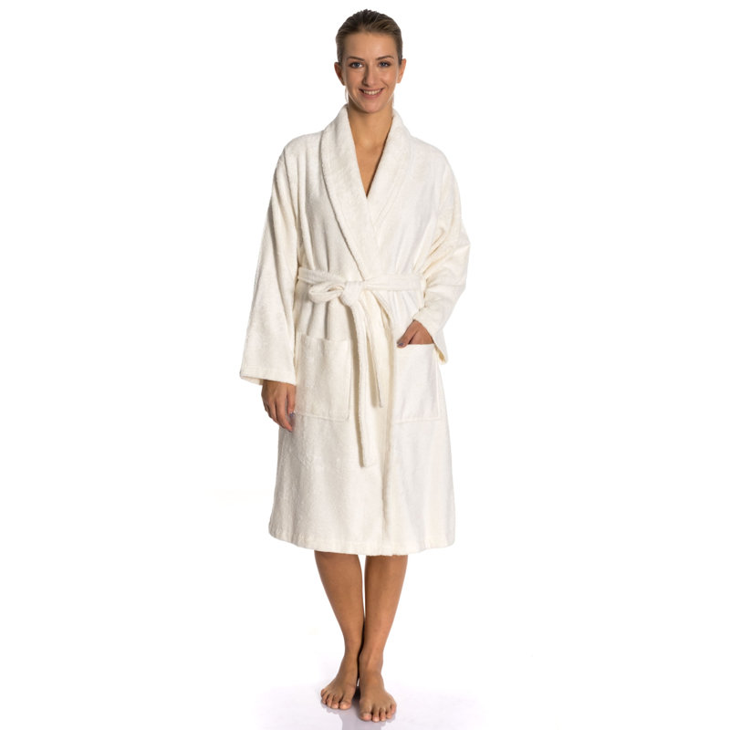 Peignoir mi-mollet unisexe en rayonne de bambou Mexia, M, Crème