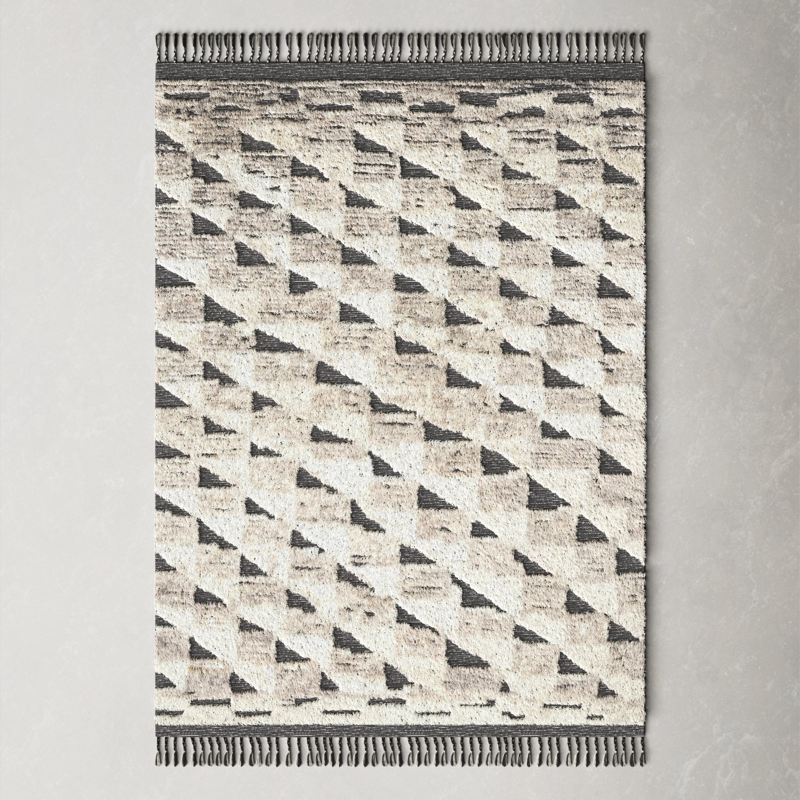 Benjamin Natural Black Hand-Knotted Rug, Rectangle 4' x 6'