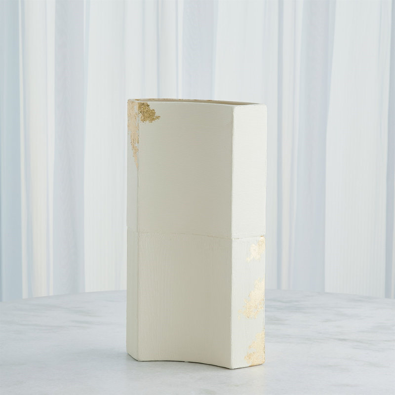 Splashy Gold Leaf Vase-Med, 19.5" H x 10.75" W x 4.25" D