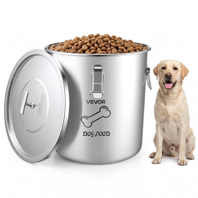 Stainless Steel Dog Food Storage Container 17 lbs/5.28 Gal Capacity, 20L Large Metal for Dogs & Cats Food Rice Flour, Airtight Lid & Dual Handles, Keep Fresh, Easy Clean