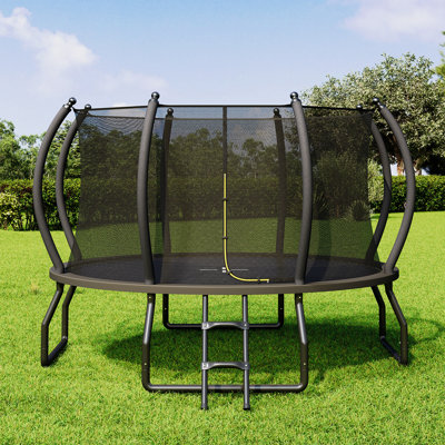 Outdoor Play Highlights Albott 10FT Outdoor Trampoline with Enclosure Net and Ladder, Recreational Trampolines for Kids and Adults, Quick Connect Frame, ASTM Approval