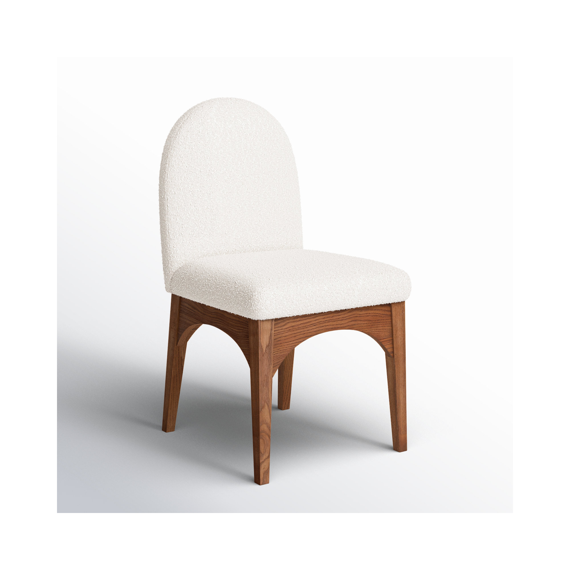 Charith Dining Chair, Cream Boucle, Walnut