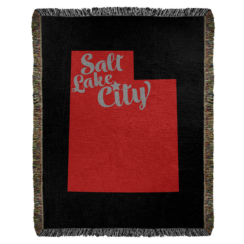 Jeté en coton tissé sel lake city, l 50 po x L 60 po, Noir / Rouge