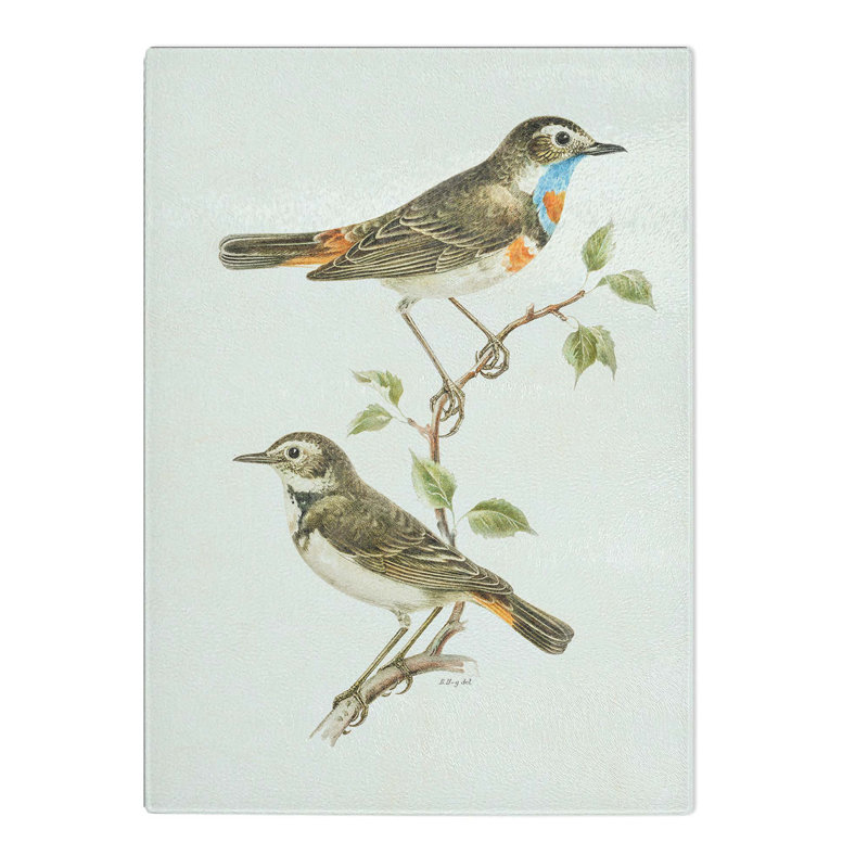 Tempered Glass Bluethroat Bird Chopping Board, 28.5 cm W x 39 cm L