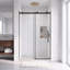 Porte de douche coulissante sans cadre, 112-122 cm L x 193 cm H, noir mat, verre trempé transparent de 6 mm, film anti-explosion, poignée en acier inoxydable, rail tubulaire carré-137897307-135116725