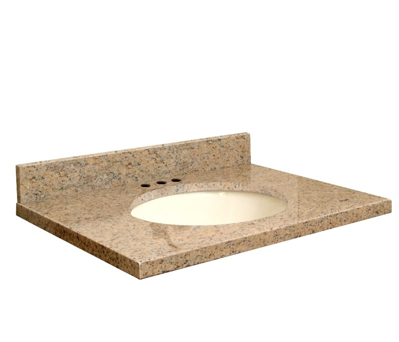 Dessus de salle de bain simple 43 po meuble-lavabo, Biscuit, Jaune parfait, Centré de 8 pouces