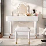 Modern Vanity Table Set With Touch Screen Lighted Mirror, Dressing Table And A Cushioned Stool