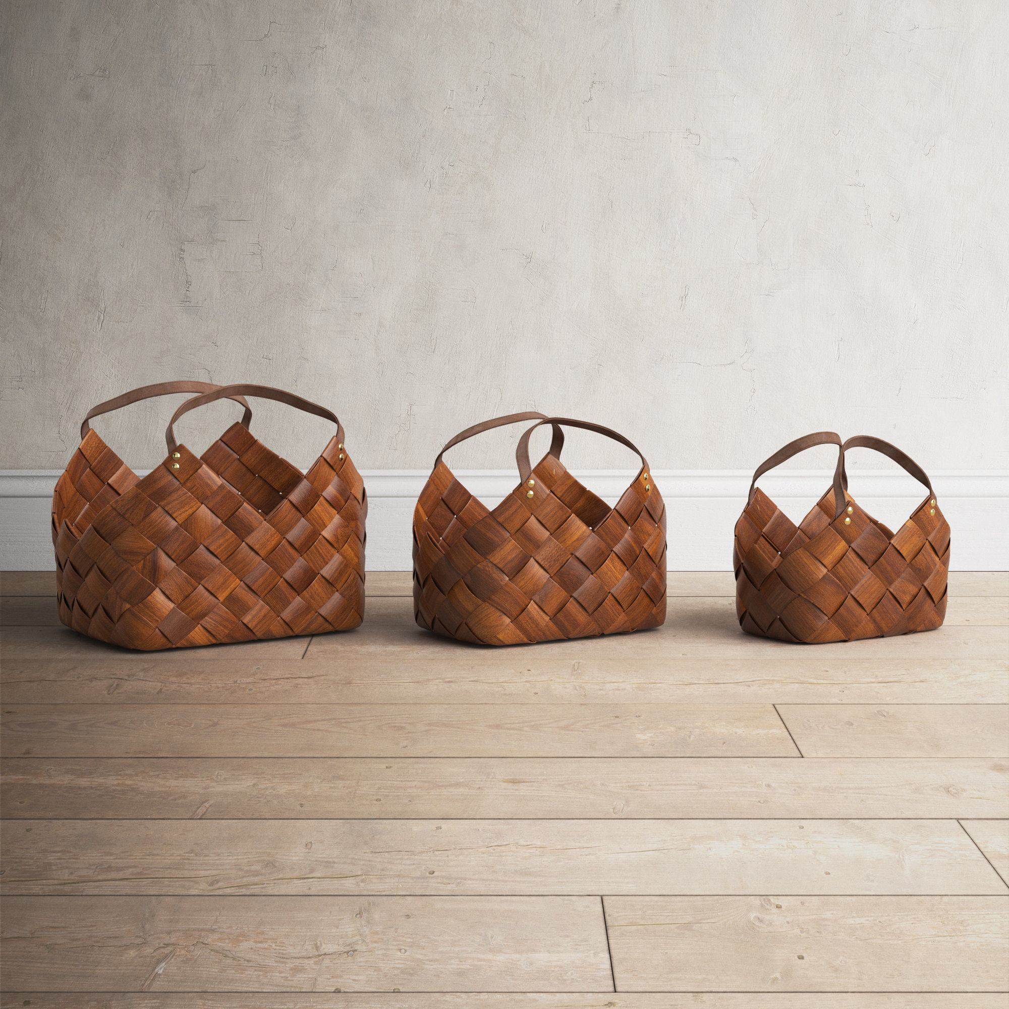 Canvey 5 Piece Manufacture Wood Basket Set Birch Lane