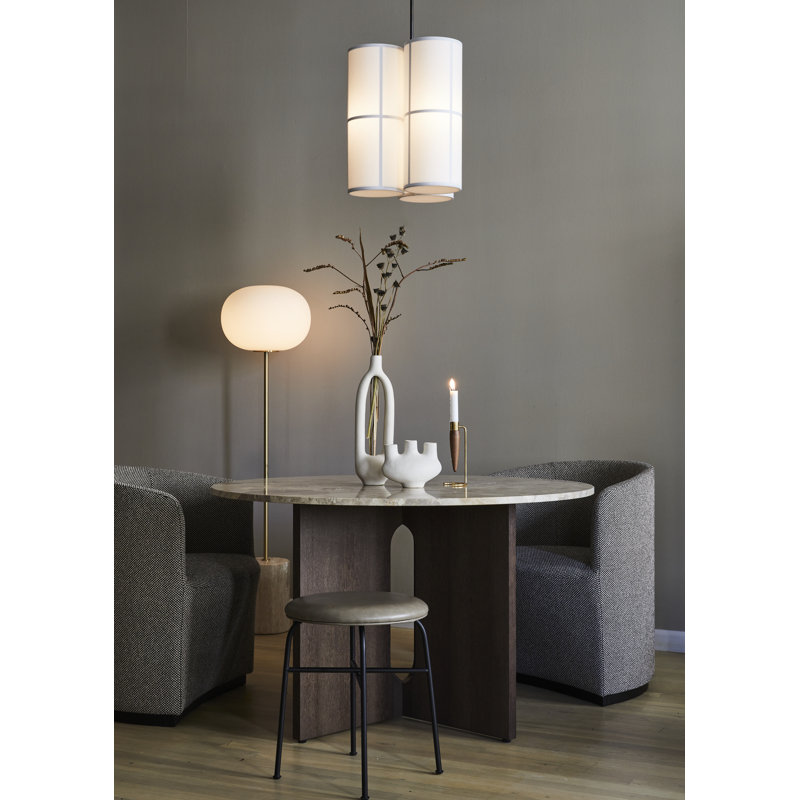 JWDA Floor Lamp, Brushed Brass/Beige Travertine Stone