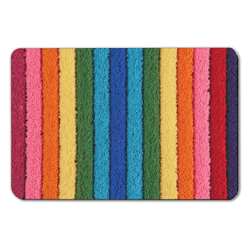 Tapis de bain arc-en-ciel à rayures, 16 x 24 po