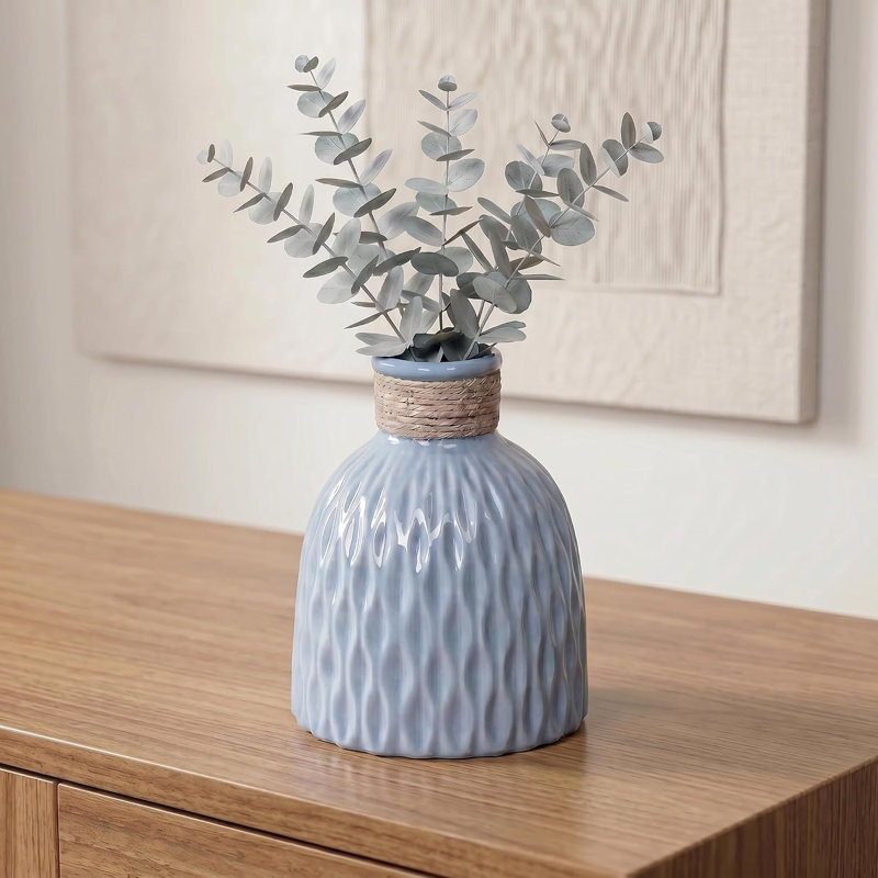 Vase en céramique bleu 6 po