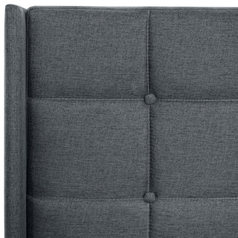 Modern Dark Grey Linen Upholstered Queen Bed - Platform Frame With Button Headboard, No Box Spring Needed, Easy Assembly Headboard Tufting, Spring, Wood Slat Support, Assembly, 600 Lbs Max Weight