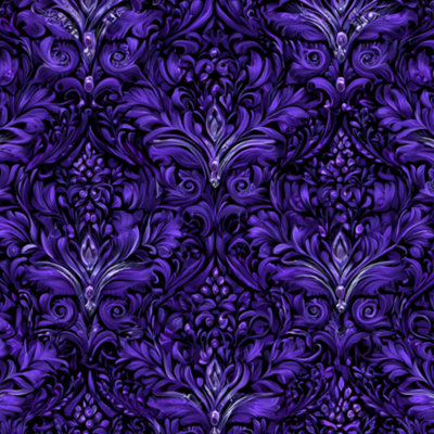 Papier peint adhésif rétro argenté damassé mauve foncé 23,6 po x H 118 po