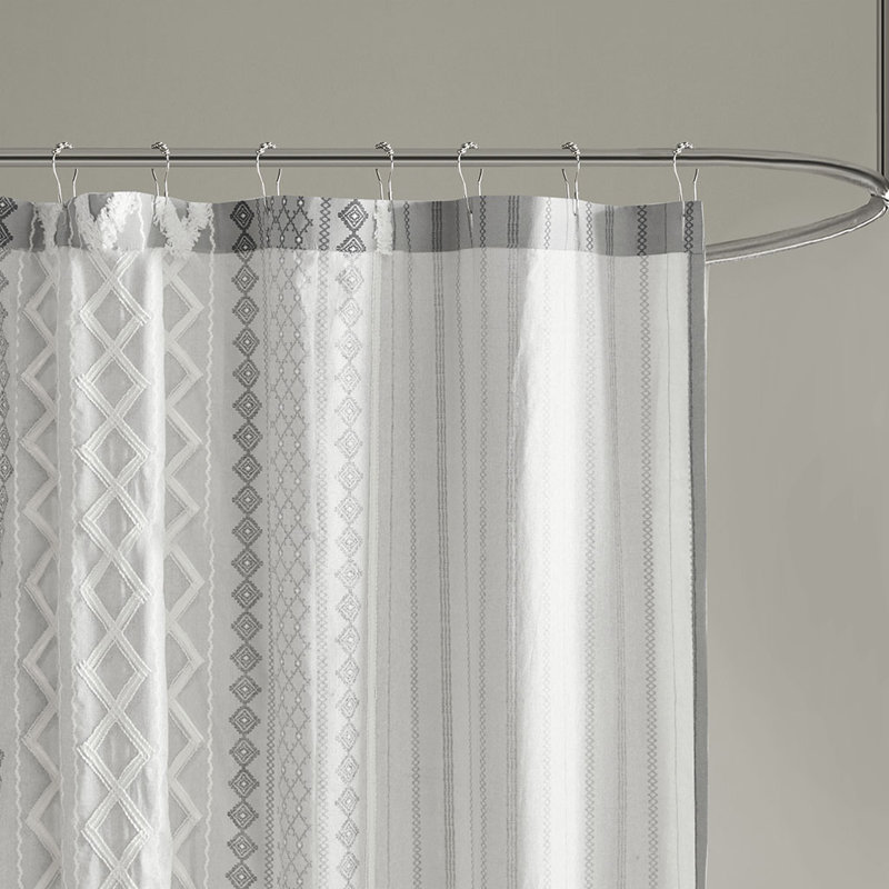 Rideau de douche en coton avec chenille, Gris