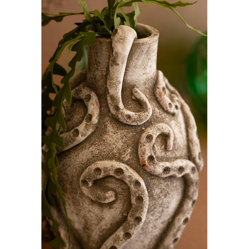  Vase côtier fait à la main - Pieuvre ludique 17 po